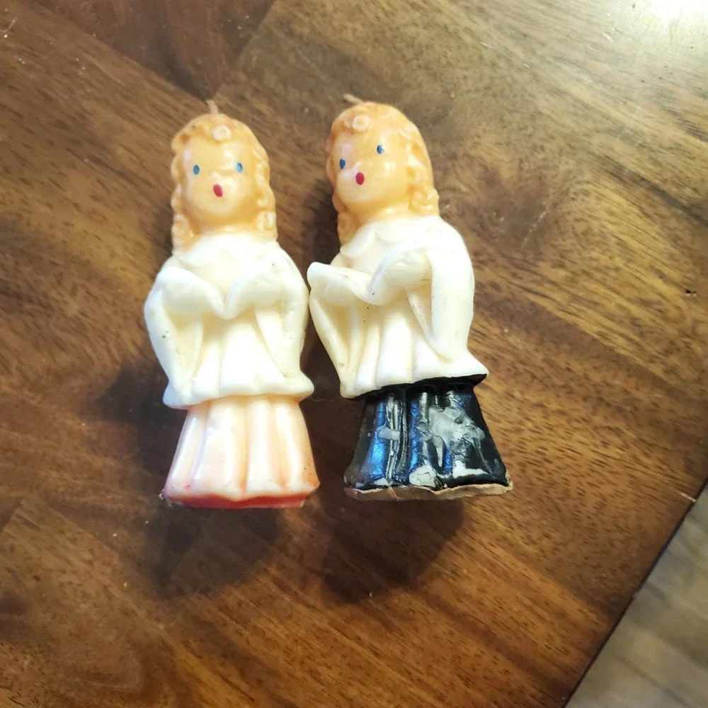 Vintage Eljay Service Choir Girl Candles Set of 2 Mid Century Christmas Decor